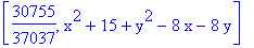 [30755/37037, x^2+15+y^2-8*x-8*y]